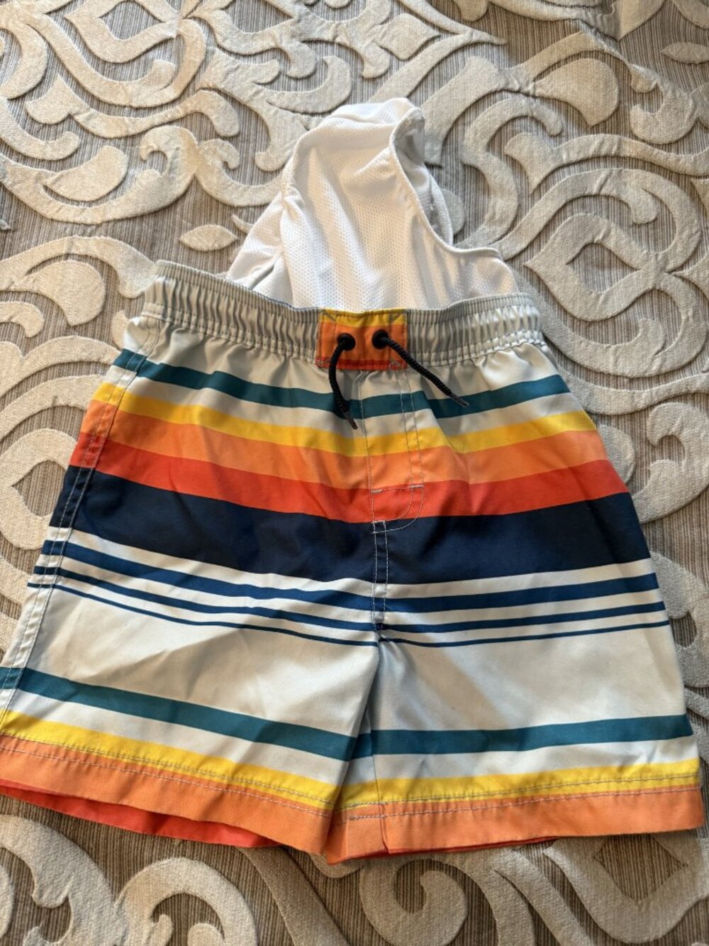 Tea Collection Boys Size 7 Swim Trunks Multi-Color Stripe Elastic Drawstring - Picture 5 of 7